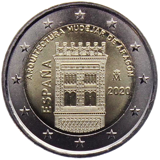 2 euros conmemorativa Patrimonio Mundial, Arquitectura Mudéjar de Aragón